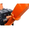 Goulotte orientable haute pour éjection des déchets végétaux.