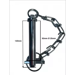 Axe Ø25 mm en acier bichromaté avec chaîne et goupille pour attelage 3 points Cat.1 – LIDERFARM