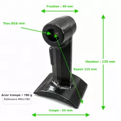 Dimensions du marteau de broyeur 40x55 mm rayon 115 mm et trou Ø16 mm