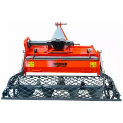 Enfouisseur de pierres LIDERFARM 125 cm, vue arrière complète avec rouleau grillagé.