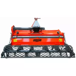 Enfouisseur de pierres LIDERFARM 165 cm, vue arrière d’ensemble avec rouleau grillagé.