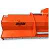 Détail du châssis orange, du logo LIDERFARM et des barres de guidage du broyeur agricole 3 m.