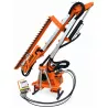 Vue latérale du taille-haie à tête rotative LIDERFARM 190 cm avec bras replié et protections galvanisées
