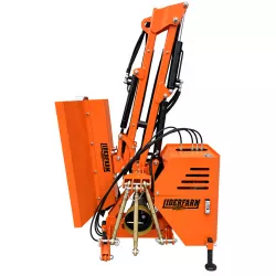 Épareuse légère LIDERFARM 80 cm repliée, vue côté attelage trois points et tête de broyage