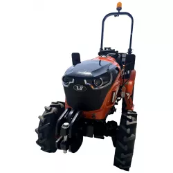 Micro-tracteur LIDERFARM LF-26 à pneus agraires, vue avant avec arceau de sécurité