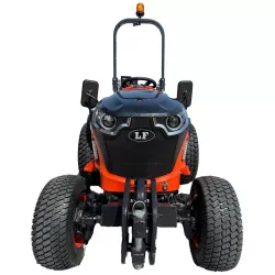 Vue de face du micro-tracteur LIDERFARM LF-26 à pneus gazon avec masses avant