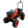 Vue d’ensemble du micro-tracteur LIDERFARM LF-26 à pneus gazon avec arceau de sécurité et gyrophare