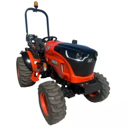 Micro-tracteur LIDERFARM LF-26 à pneus industriels, vue de trois quarts avant