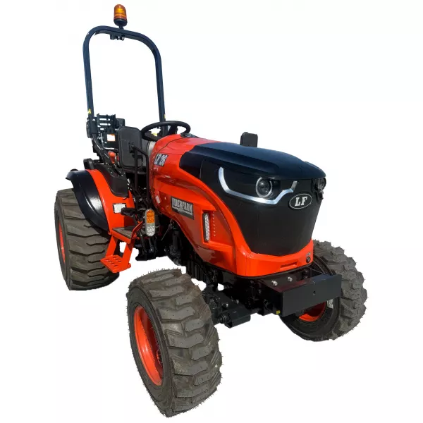 Micro-tracteur LIDERFARM LF-26 à pneus industriels, vue de trois quarts avant