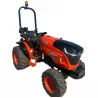 Vue d’ensemble du micro-tracteur LIDERFARM LF-26 à pneus industriels avec arceau de sécurité et gyrophare