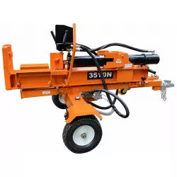 Vue latérale côté attelage de la fendeuse thermique LIDERFARM 35T