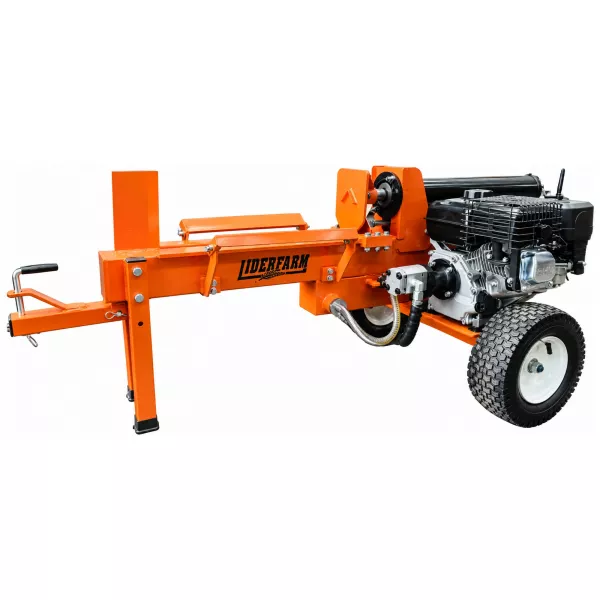 Fendeuse de bûches thermique LIDERFARM 15T, vue de trois quarts côté moteur Fendeuse de bûches thermique LIDERFARM 15T, vue de trois quarts côté moteur