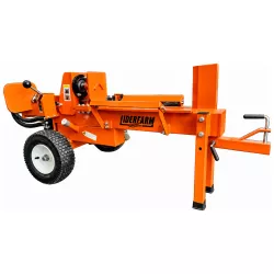 Vue de profil de la fendeuse thermique LIDERFARM 15T avec pieds stabilisateurs