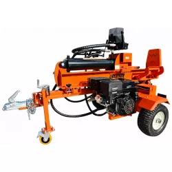 Vue générale côté moteur de la fendeuse LIDERFARM 40T thermique avec lève-bûche