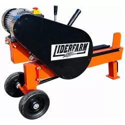 Vue latérale de la fendeuse cinétique LIDERFARM 5T avec ses roues de transport.