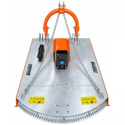 Vue de dessus du gyrobroyeur galvanisé LIDERFARM avec cardan et boîtier de transmission