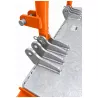 Détail d’un axe d’attelage et des platines de réglage du gyrobroyeur galvanisé LIDERFARM 1,20 m