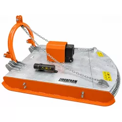 Vue latérale du gyrobroyeur galvanisé LIDERFARM 1,20 m avec patin de glissement