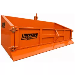 Benne peinte 3 points LIDERFARM 2,10 m pour tracteur, charge 800 kg, vue de trois quarts