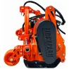 Vue latérale du broyeur semi-forestier LIDERFARM 1,60 m avec roue de support et carter de transmission