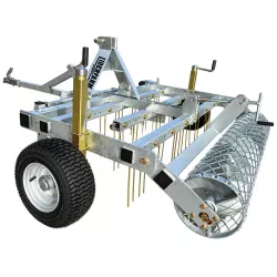 Herse de carrière LIDERFARM 1m60 pour quad — vue de trois quarts côté rouleau