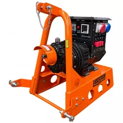 Générateur LIDERFARM 25 kVA pour tracteur — vue de trois quarts côté attelage 3 points