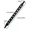 Détail barre à trous 800 mm Ø28 dimensions 63x30 mm acier
